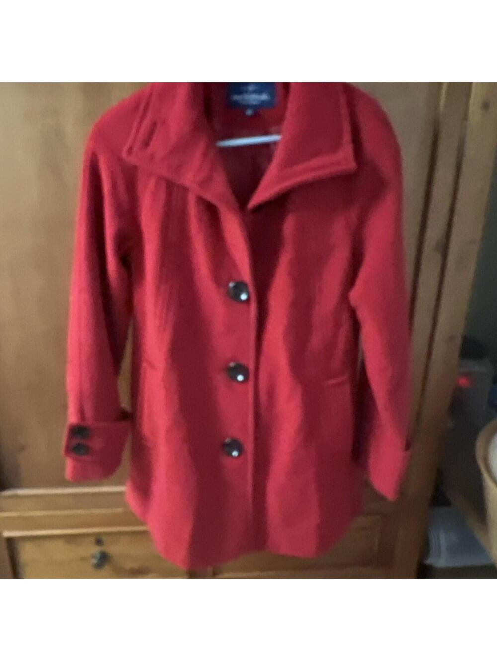 Mackintosh Wool Coat - Pea Coat Red Medium